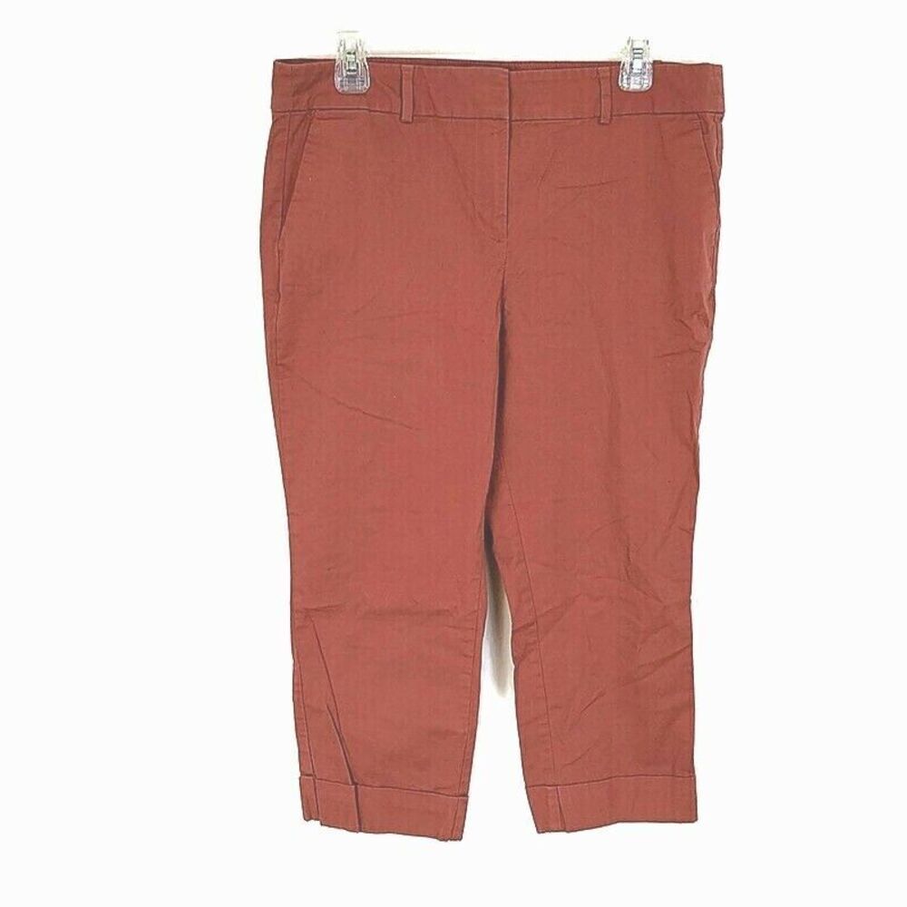 💥5/$25 Ann Taylor Factory sz 12P Chino Pants Solid‎ Pink Cropped Capri Pockets